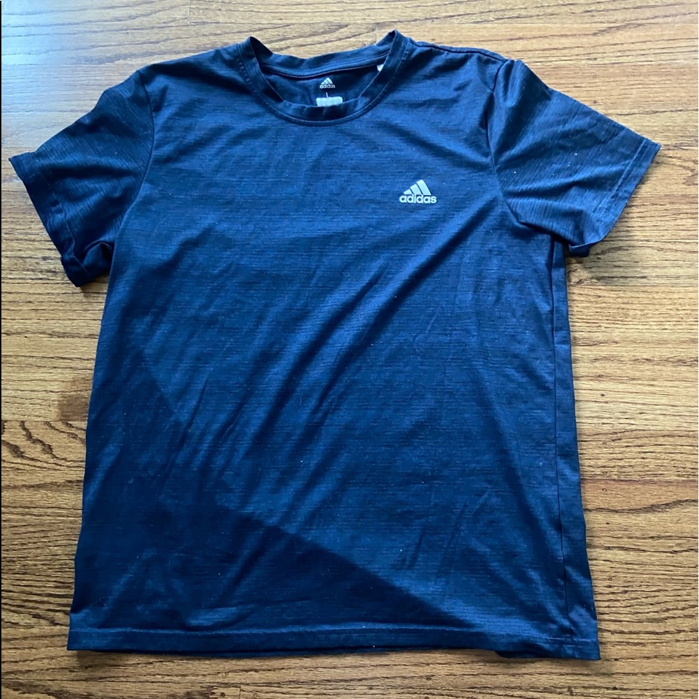 Adidas Climalite black navy heathered stripe sz L